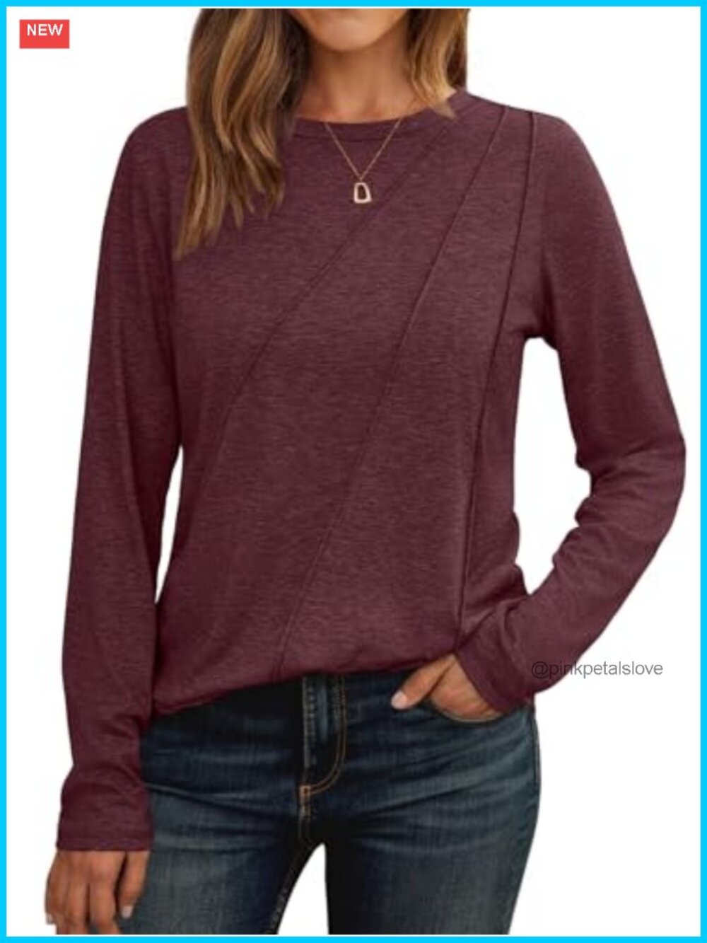 Women's Long Sleeve Tunic Top Loose Fit Crewneck Casual Shirt